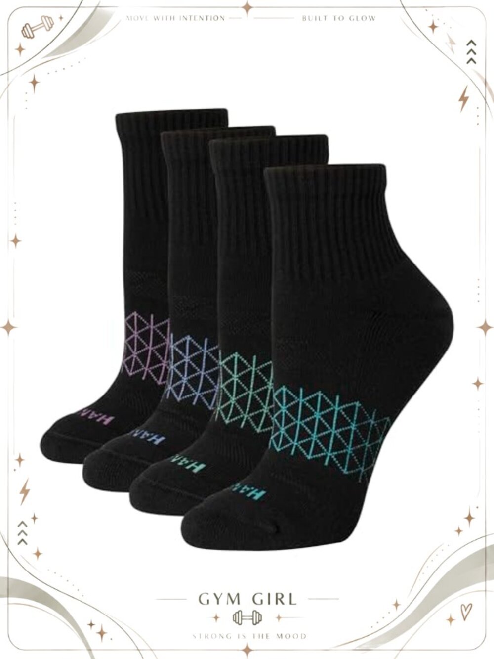 Women's Cushioned Ankle Active Socks Seamless Toe 4 Pack